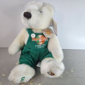 Hard Rock Cafe Tokyo Teddy Bear with Green Overalls